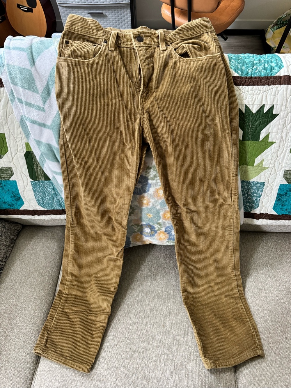 Levi’s Tan Corduroy Straight Leg Pants, W30 L30